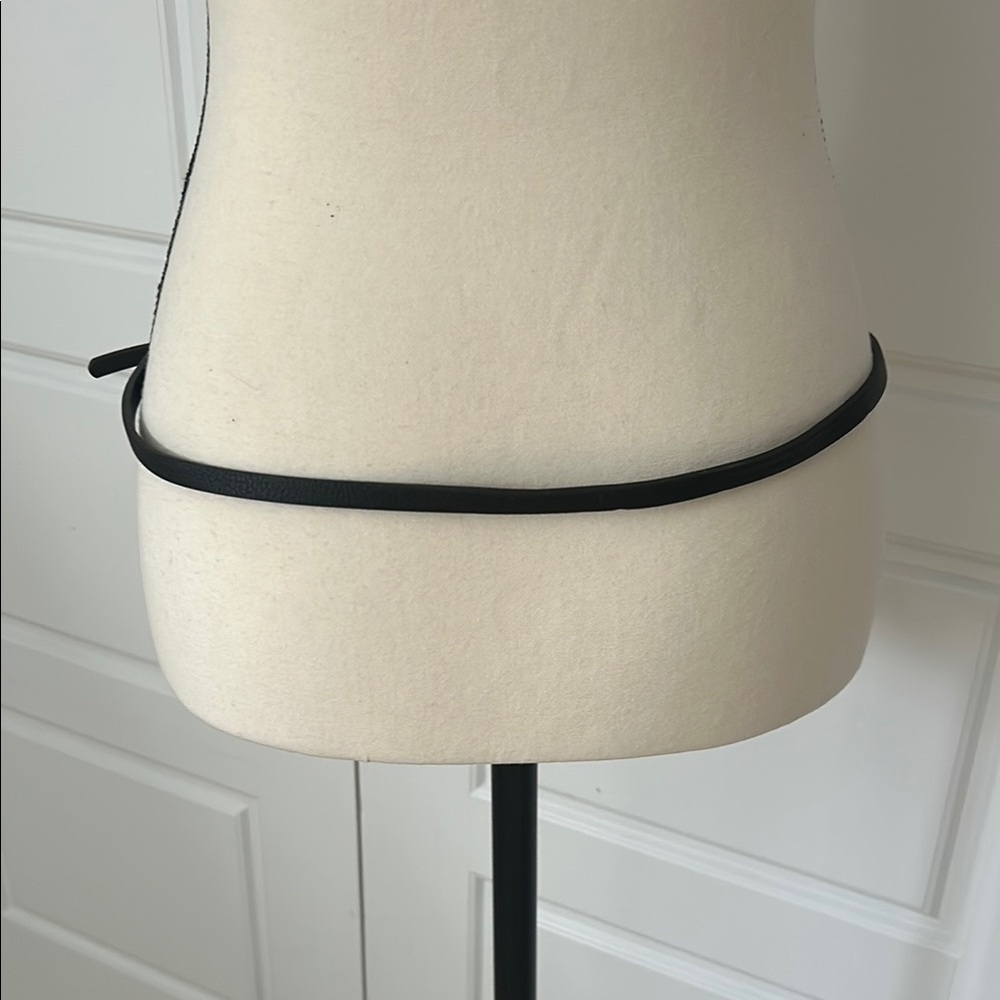 Sleek Black and Gold Minimalist Leather Belt Accessory - Picture 3 of 6